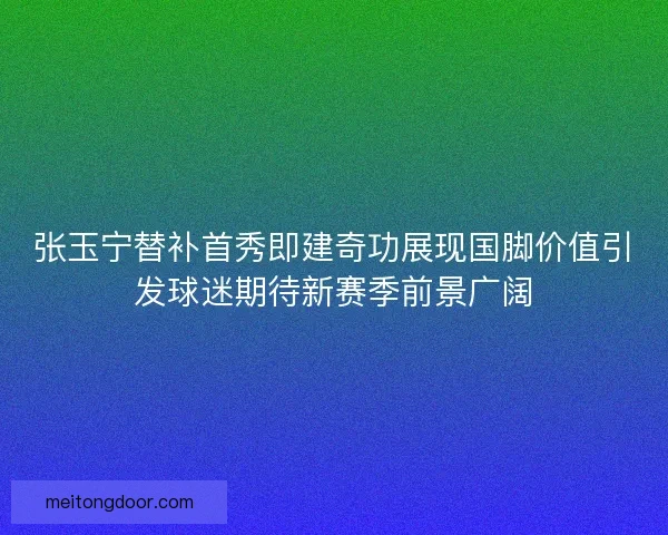张玉宁替补首秀即建奇功展现国脚价值引发球迷期待新赛季前景广阔